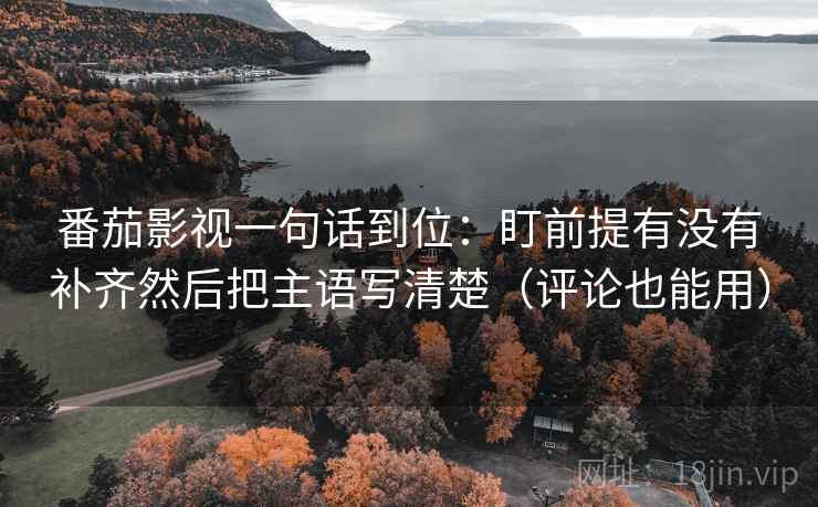 番茄影视一句话到位:盯前提有没有补齐然后把主语写清楚(评论也能用)