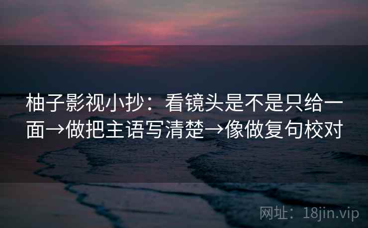 柚子影视小抄:看镜头是不是只给一面→做把主语写清楚→像做复句校对